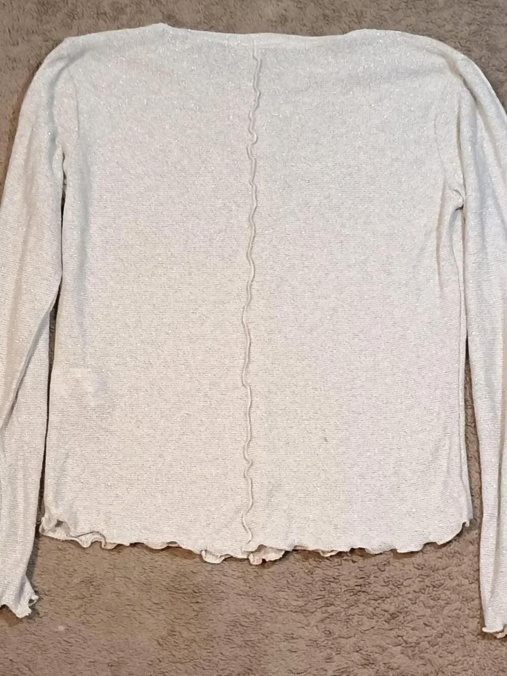 Zara/Top/Womens Large/Gold Sparkly Lettuce Hem Y2K Party Glam Shimmer Top Chic - Picture 2 of 8